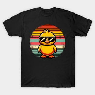 Cool Retro Yellow Duck in Sunglasses 70s 80s 90s Funny Duck T-Shirt